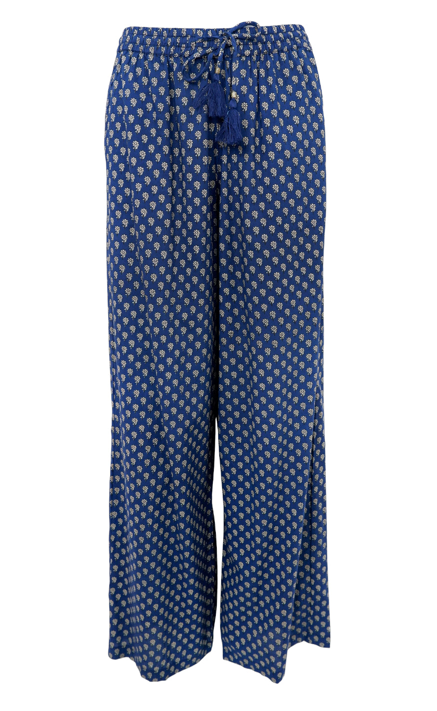 Black Colour Bukser - Flora - Blue Foral
