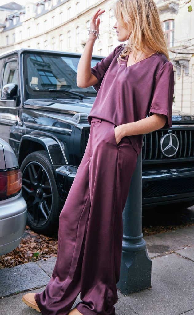 Neo Noir Bukser - Emmet Heavy Sateen - Burgundy