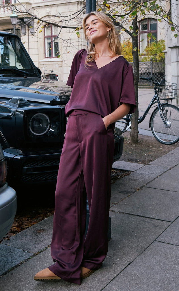 Neo Noir Bukser - Emmet Heavy Sateen - Burgundy