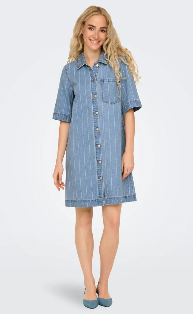 ONLY Kjole - Asta - Light Blue Denim Stripe