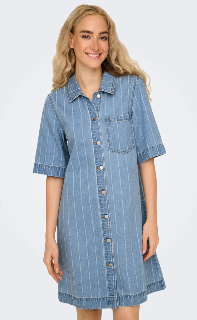 ONLY Kjole - Asta - Light Blue Denim Stripe