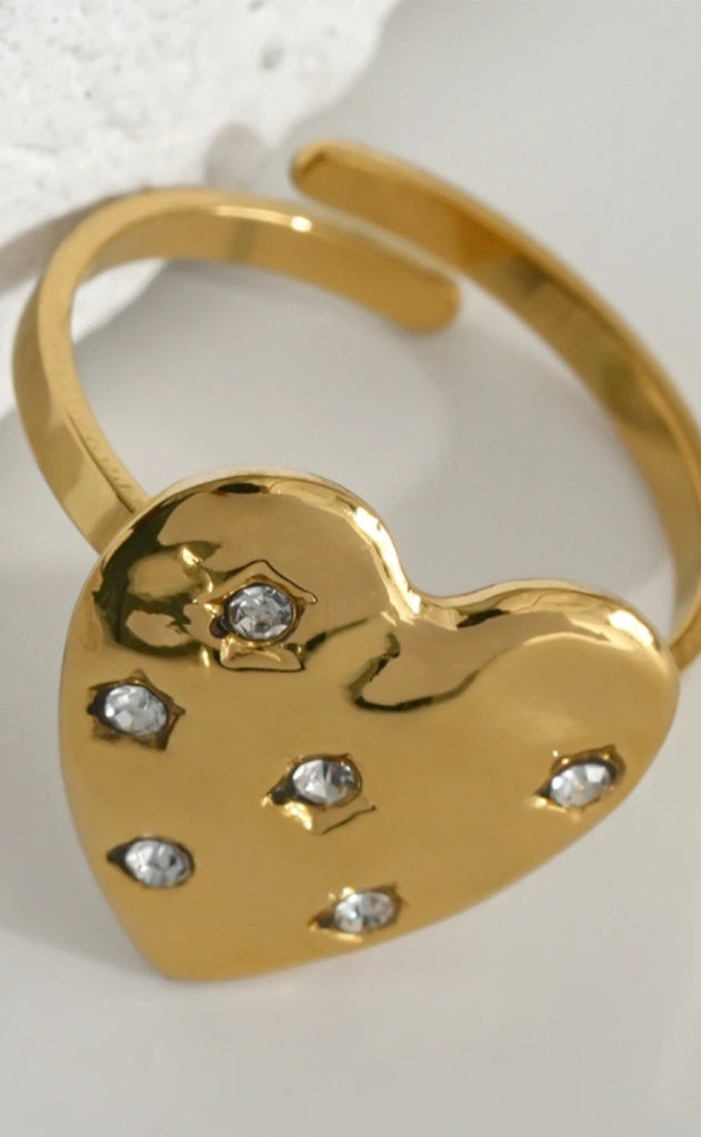 Smykkeli Copenhagen Ring - Chunky Heart - Gold Colour