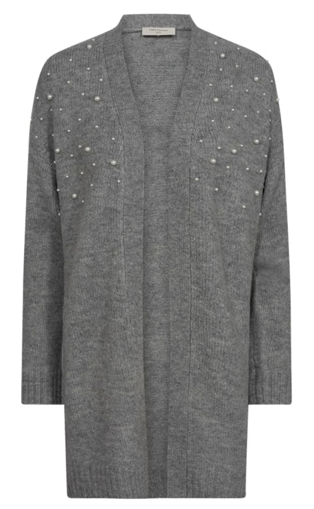 FreeQuent Cardigan - Pearl - Medium Grey Melange