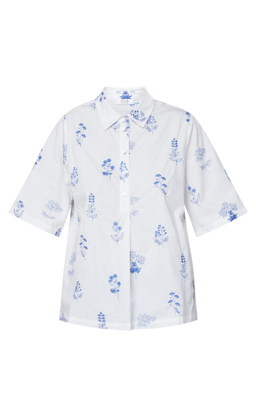 Love & Divine Bluse - Love1351 - White/Blue