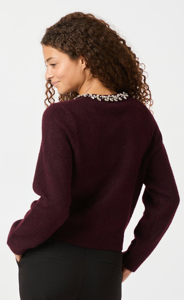 Neo Noir Cardigan - Marie Stone Knit - Wine