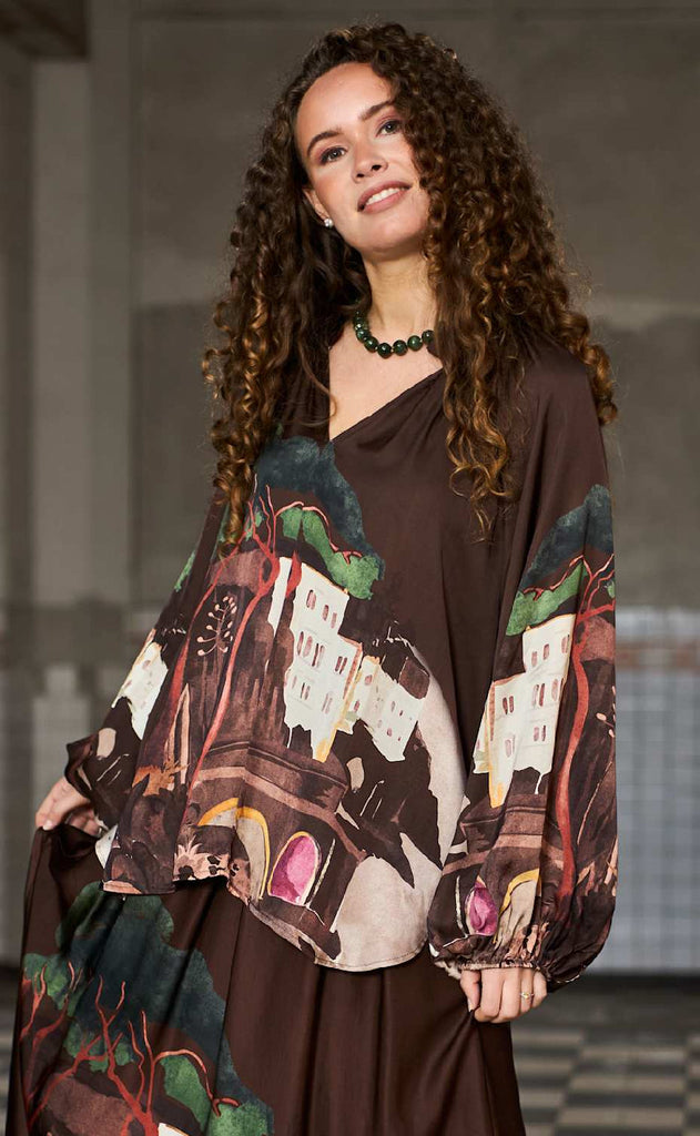 Black Colour Bluse - Toscana - Coffee