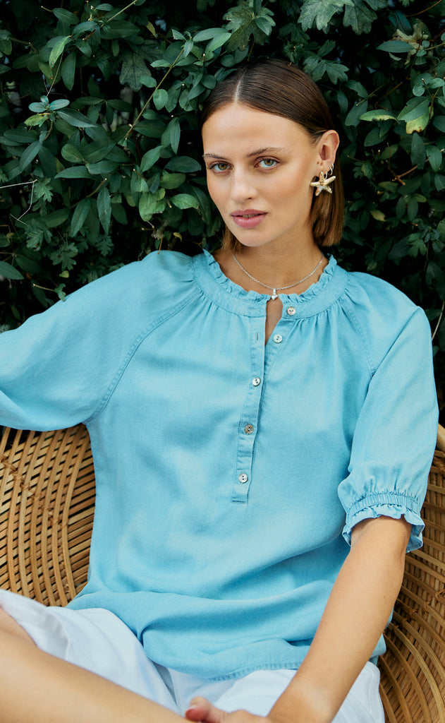 Freequent Bluse - Carly - Light Blue Denim