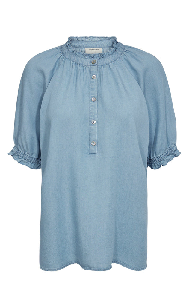 Freequent Bluse - Carly - Light Blue Denim