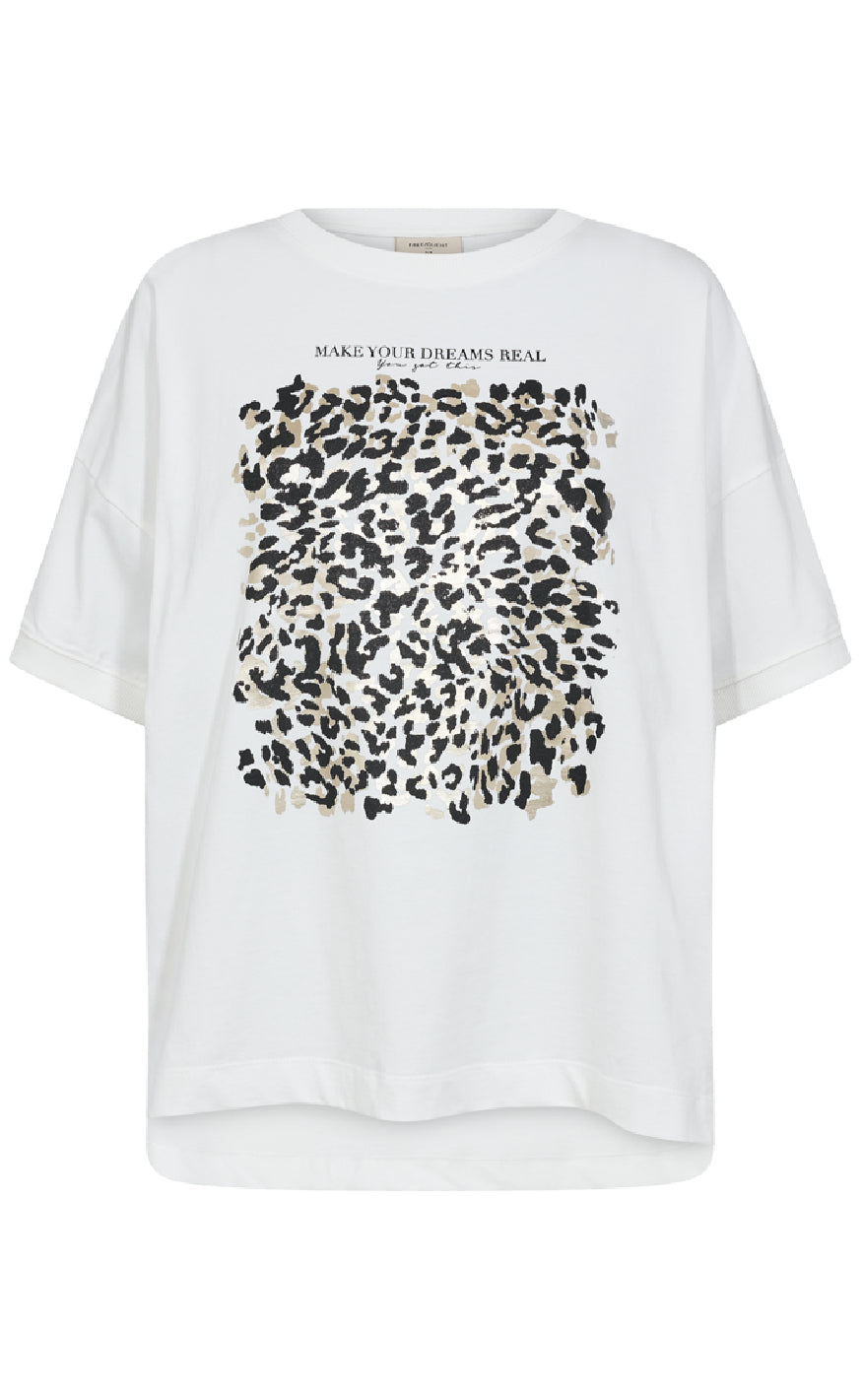 Freequent T-shirt - Carol - Star Off-white w. Black