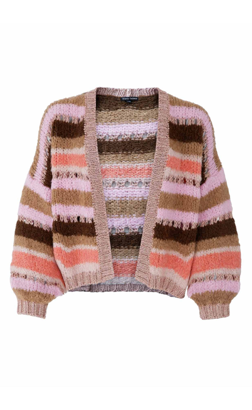 Black Colour Cardigan - Shimmer - Nougat