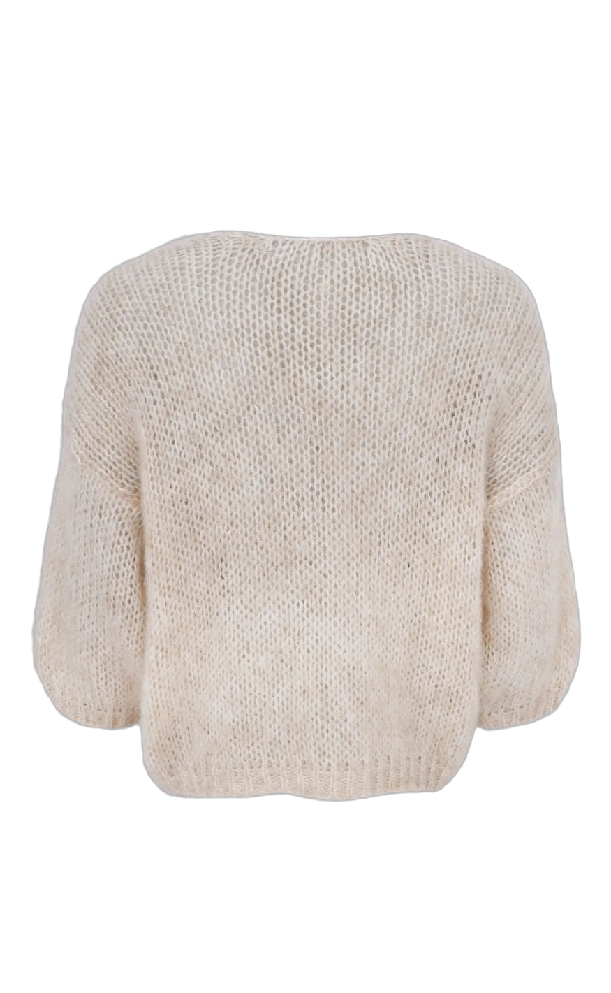 Black Colour Cardigan - Casey Bow - Ivory/Black
