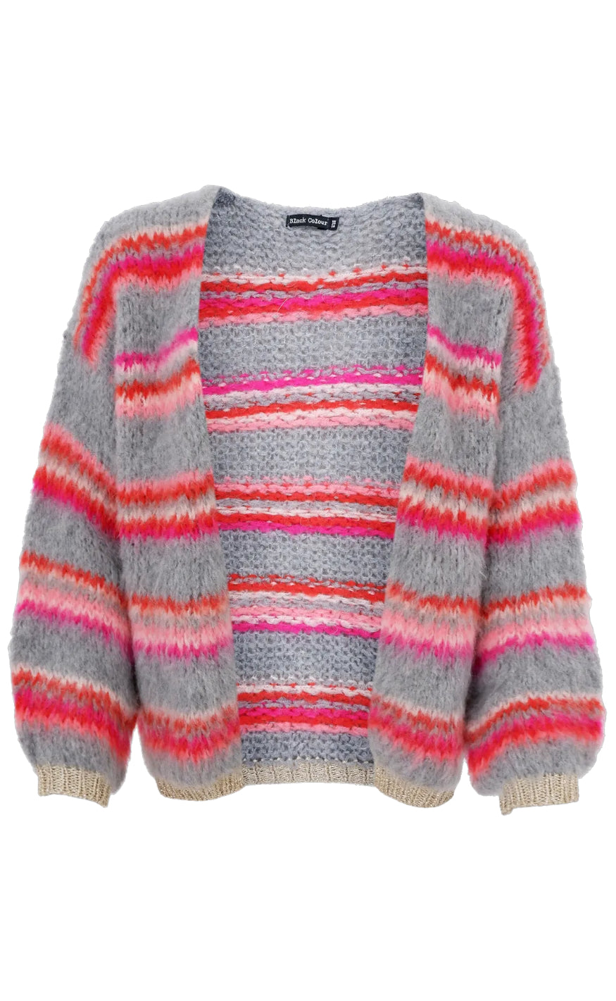 Black Colour Cardigan - Cayenne - Lt. Grey