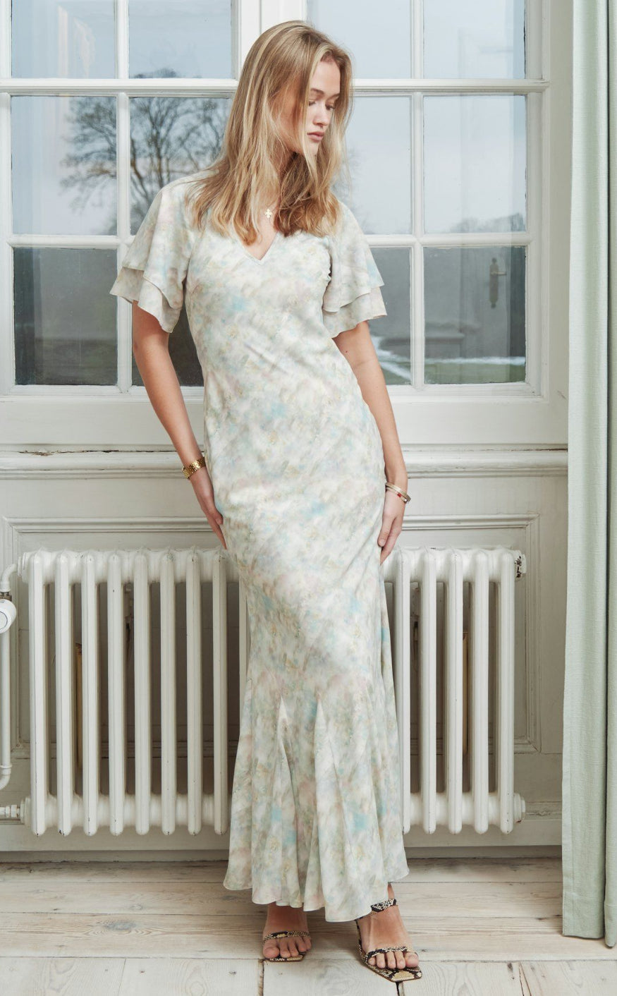 Neo Noir Kjole - Celesse Chiffon - Light Green