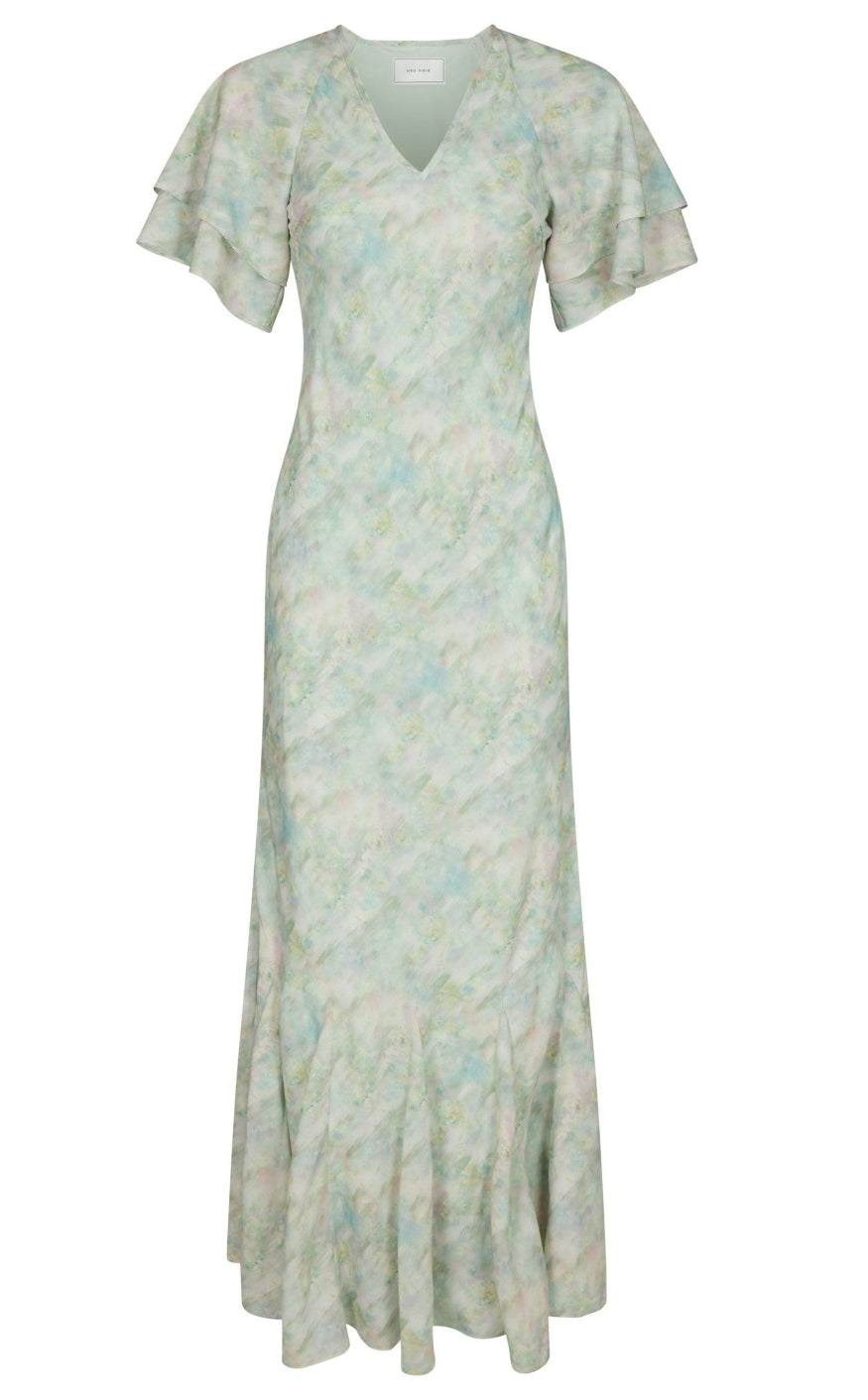Neo Noir Kjole - Celesse Chiffon - Light Green