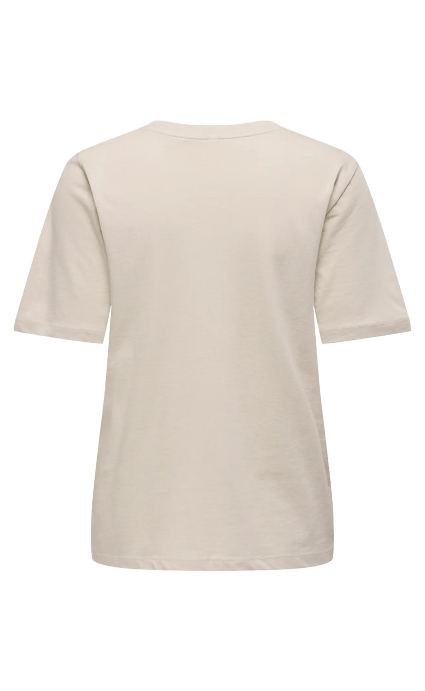 ONLY T-Shirt - Happy - Oatmeal Cherry