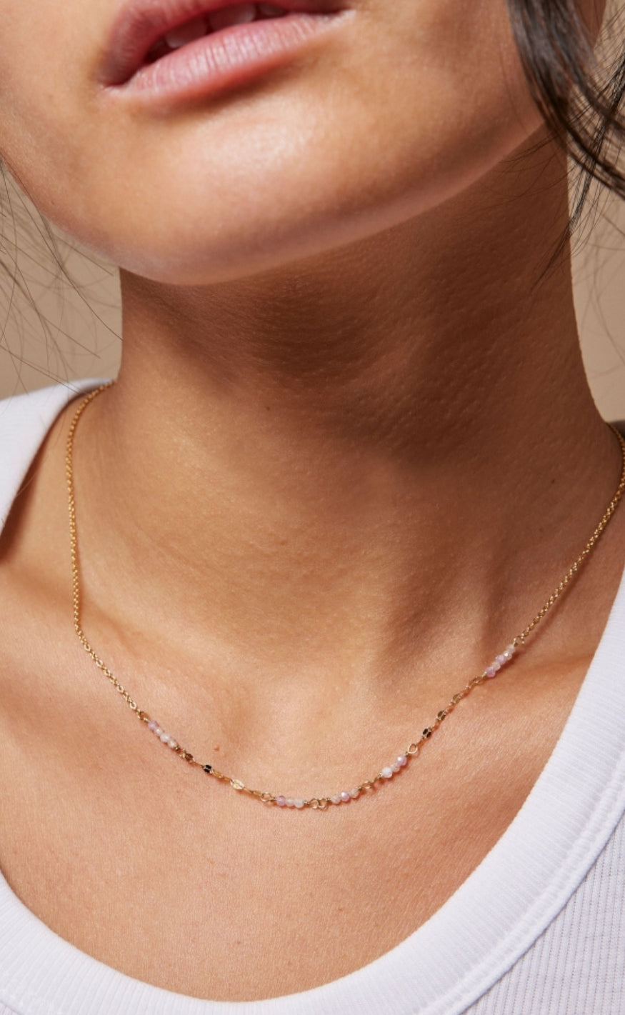 ENAMEL Copenhagen Halskjede - Claire - Moonstone/Rose Pink/Light Champagne