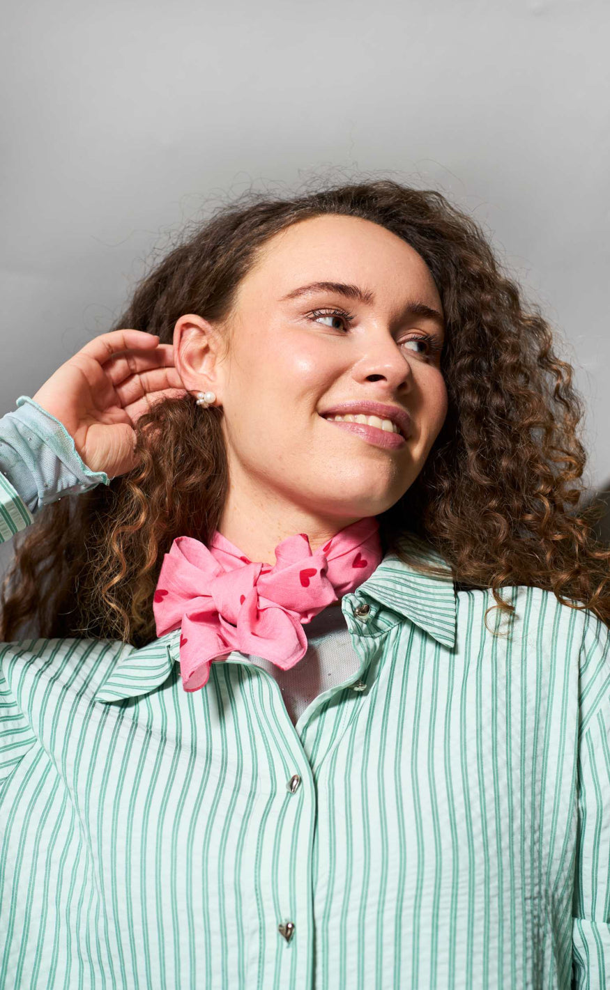 Black Colour Skjerf - Claudine Mini - Pink Red