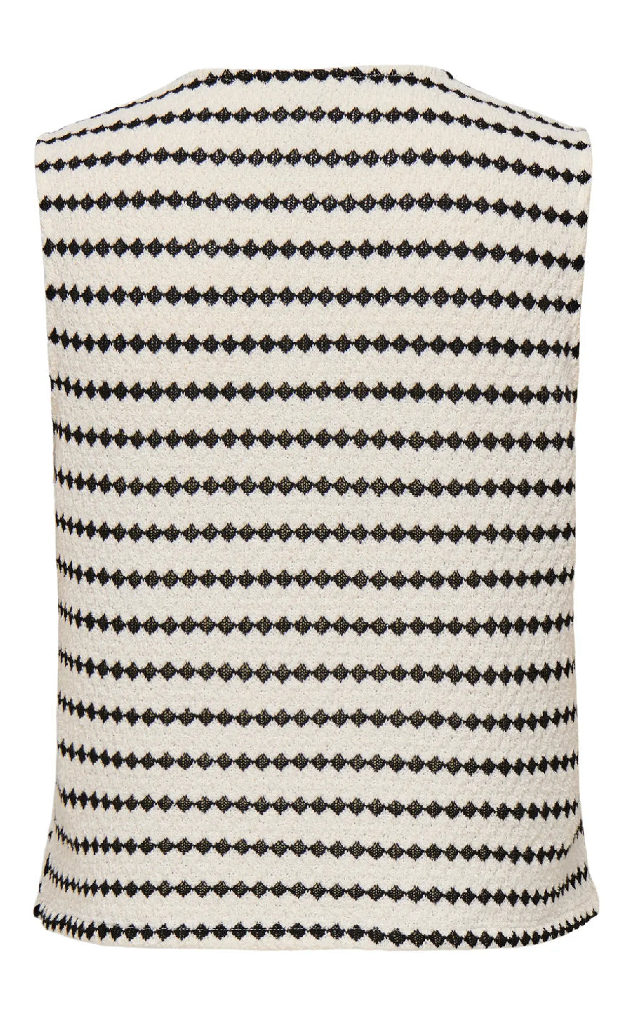 ONLY Vest - Eva Stripe - Cloud Dancer/Black