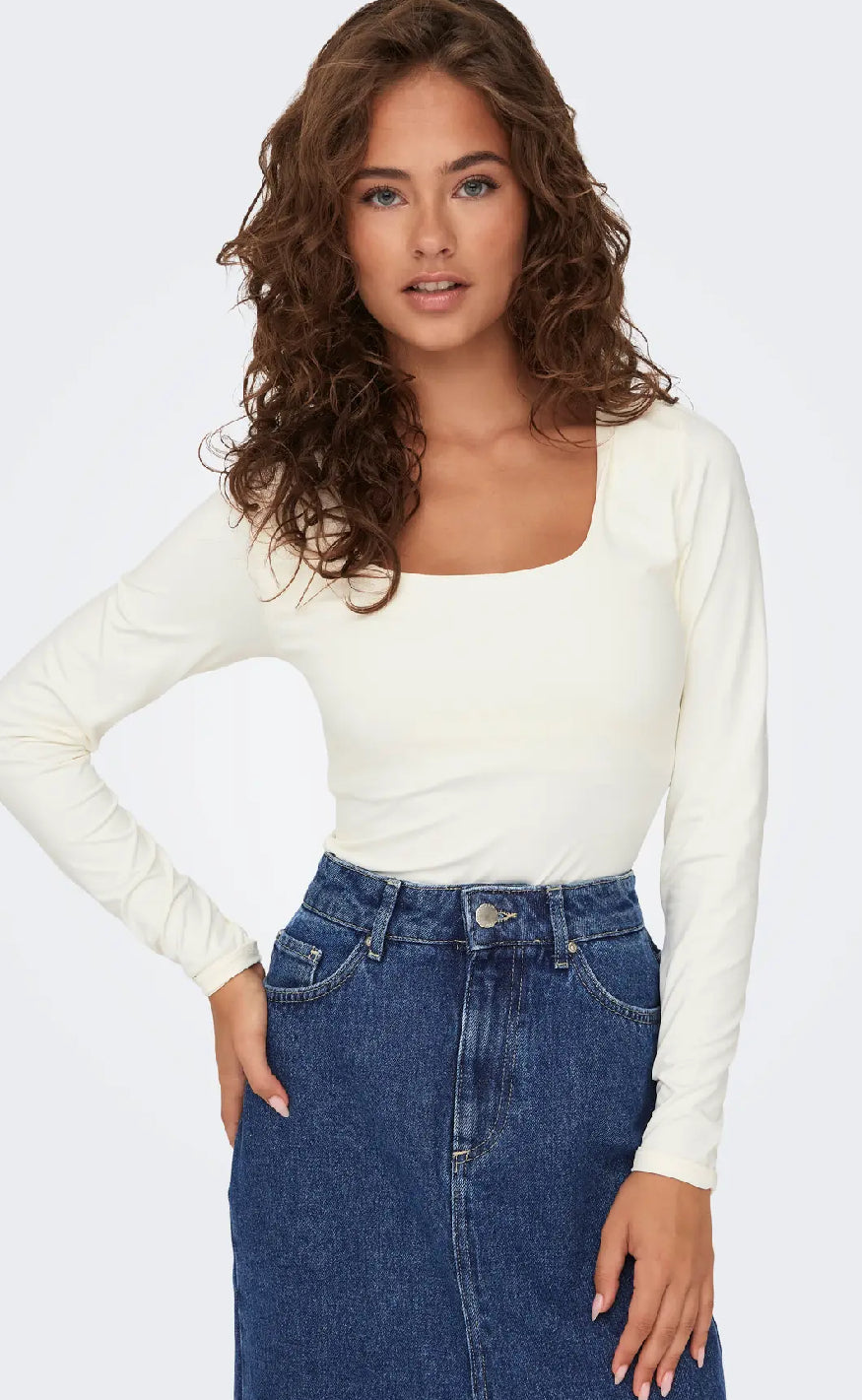 ONLY Bluse - Ea 2 Ways Deep Neck - Cloud Dancer