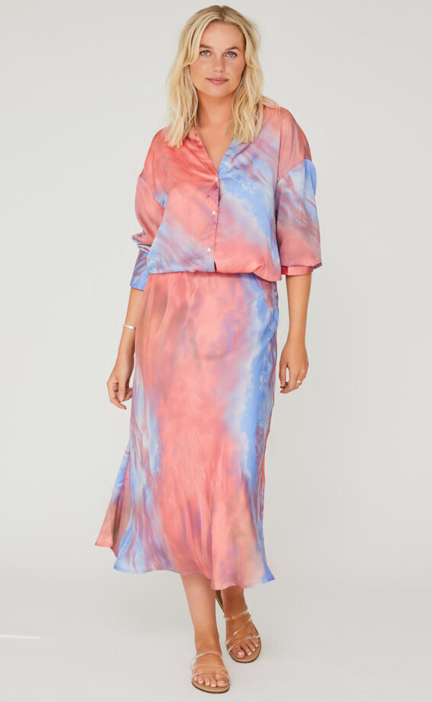 A-View Skjorte - Carina - Coral/Blue