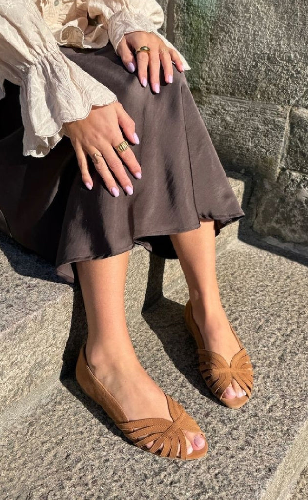 Copenhagen Shoes Ballerinaer - Passionate Suede - Cognac