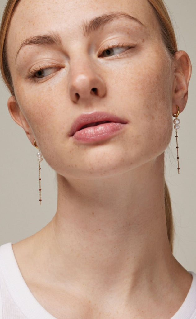 Enamel Copenhagen Øreringer - Lola Double Pearl Hoops  - Copper