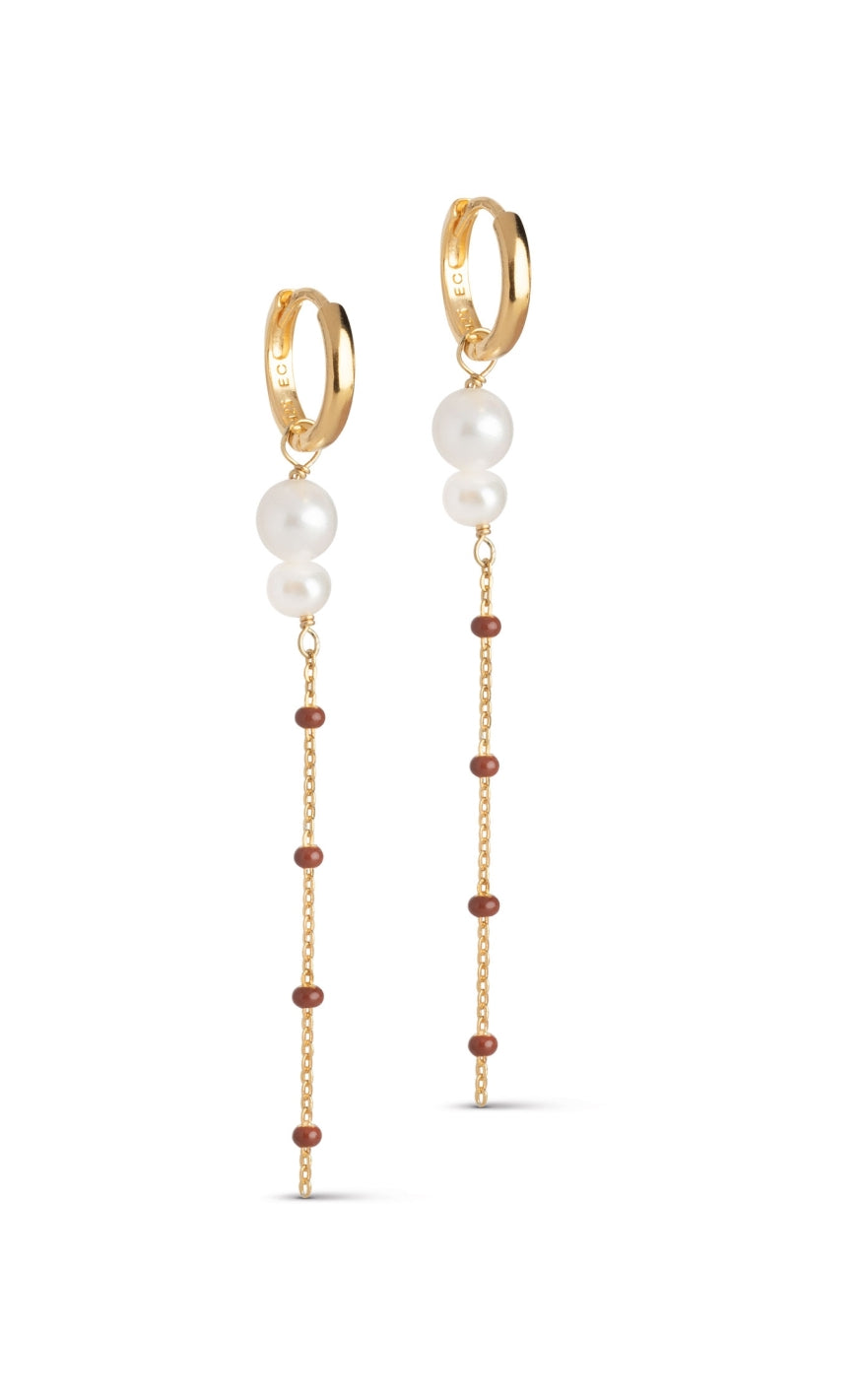 Enamel Copenhagen Øreringer - Lola Double Pearl Hoops  - Copper
