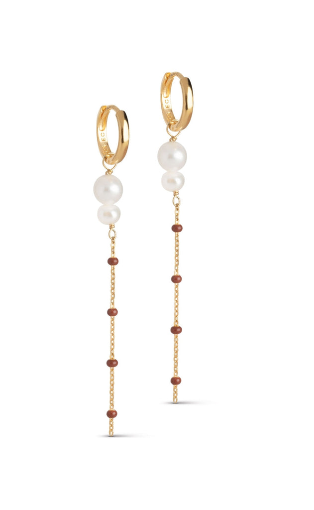 Enamel Copenhagen Øreringer - Lola Double Pearl Hoops  - Copper