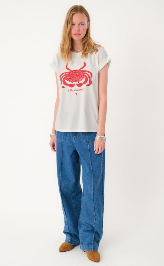 Lollys Laundry T-shirt - Roma LL Crab - White