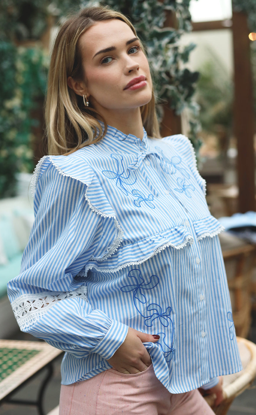 Cras Skjorte - Cody - White Blue Stripe