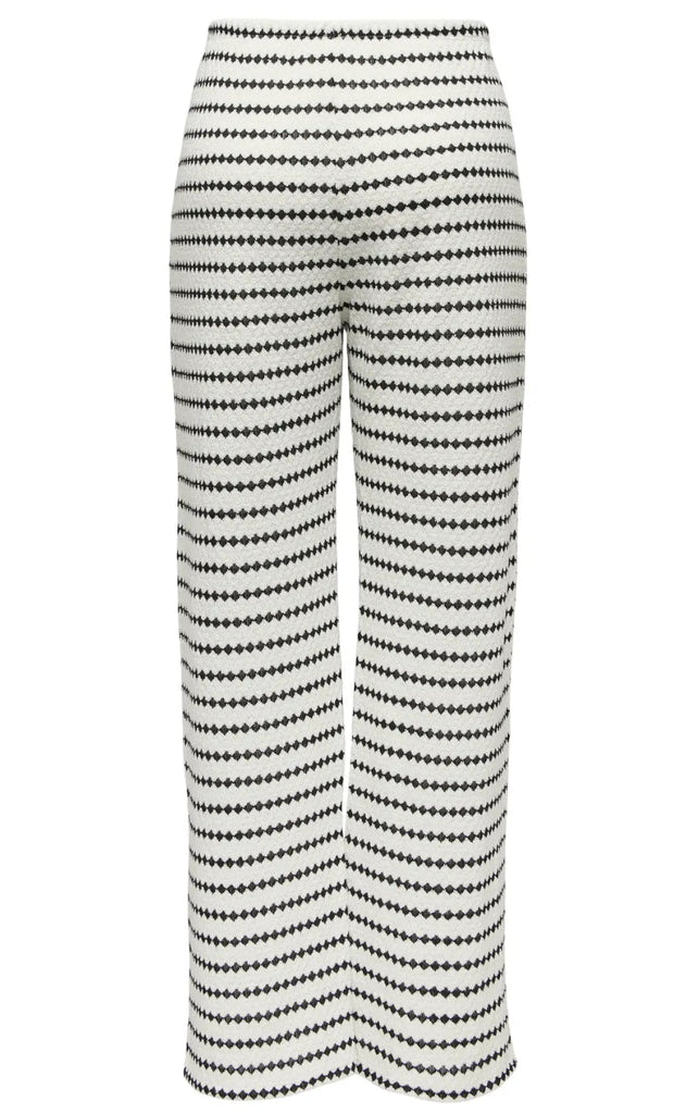 ONLY Bukser - Eva Stripe - Cloud Dancer/Black