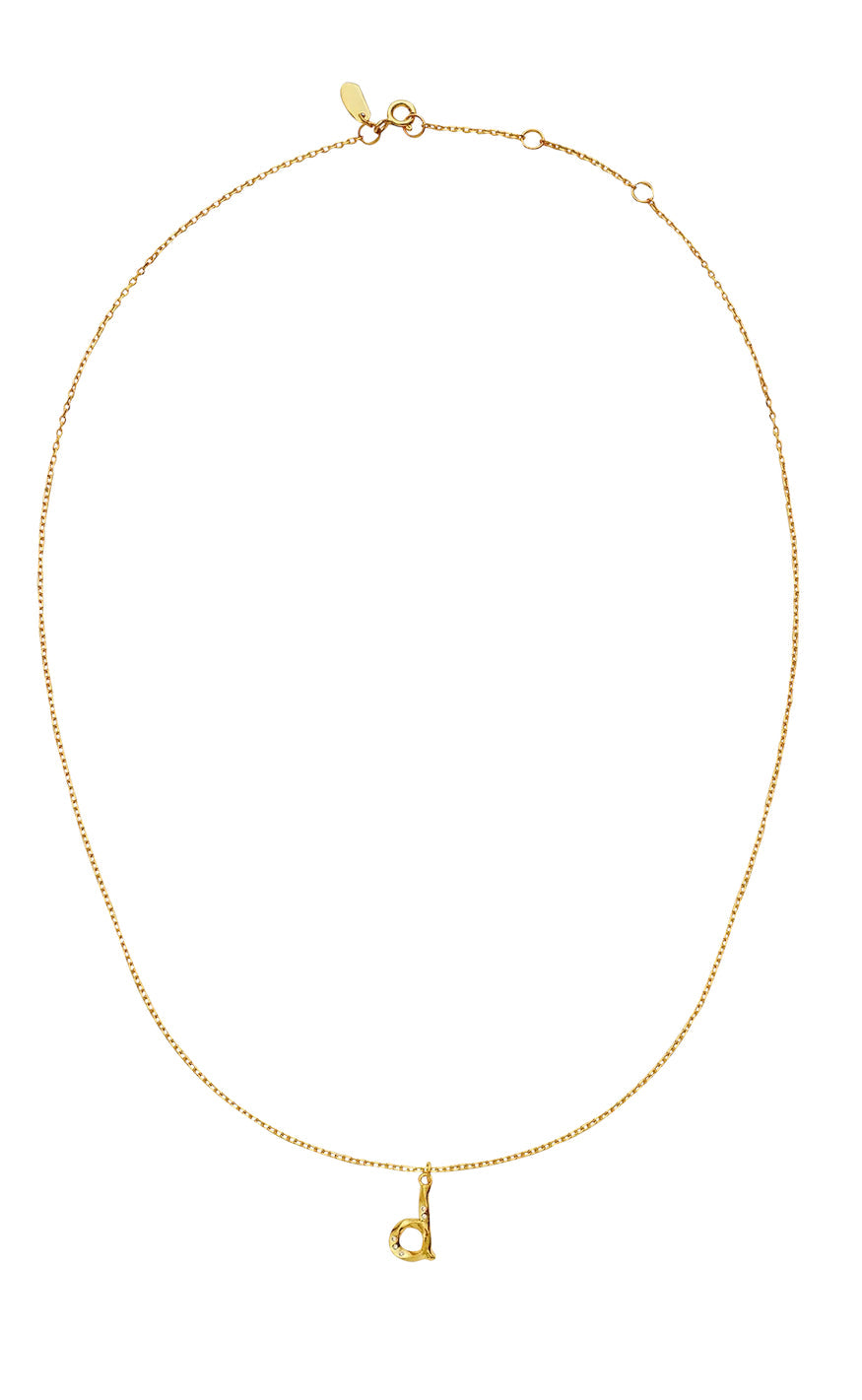 Maanesten Halskjede - D Alphabet - Gold Colour