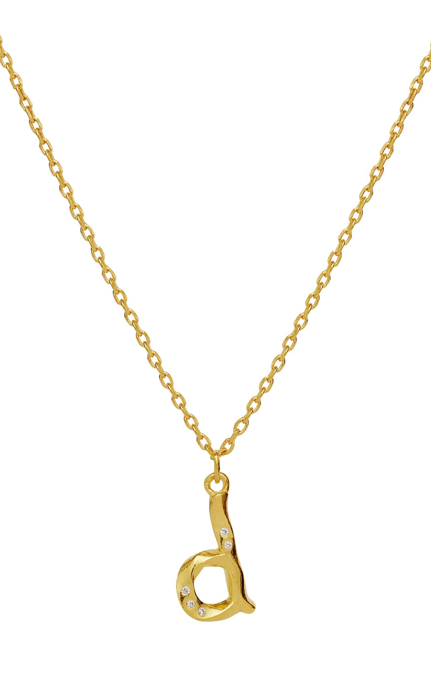 Maanesten Halskjede - D Alphabet - Gold Colour