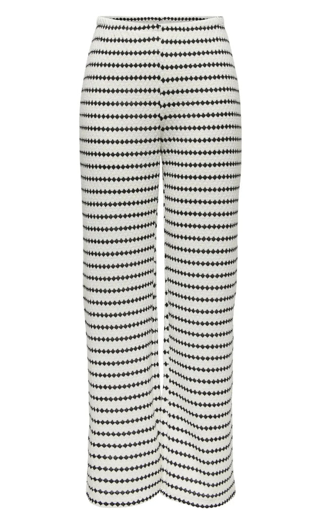ONLY Bukser - Eva Stripe - Cloud Dancer/Black