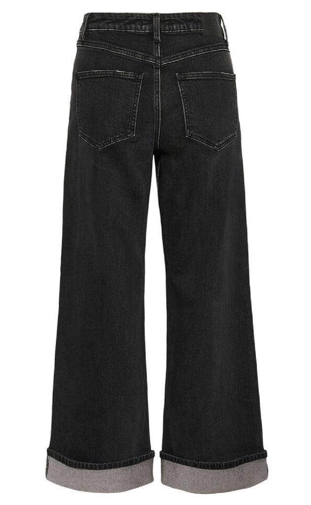 Gestuz Bukser - Sara HW Wide - Washed Dark Black