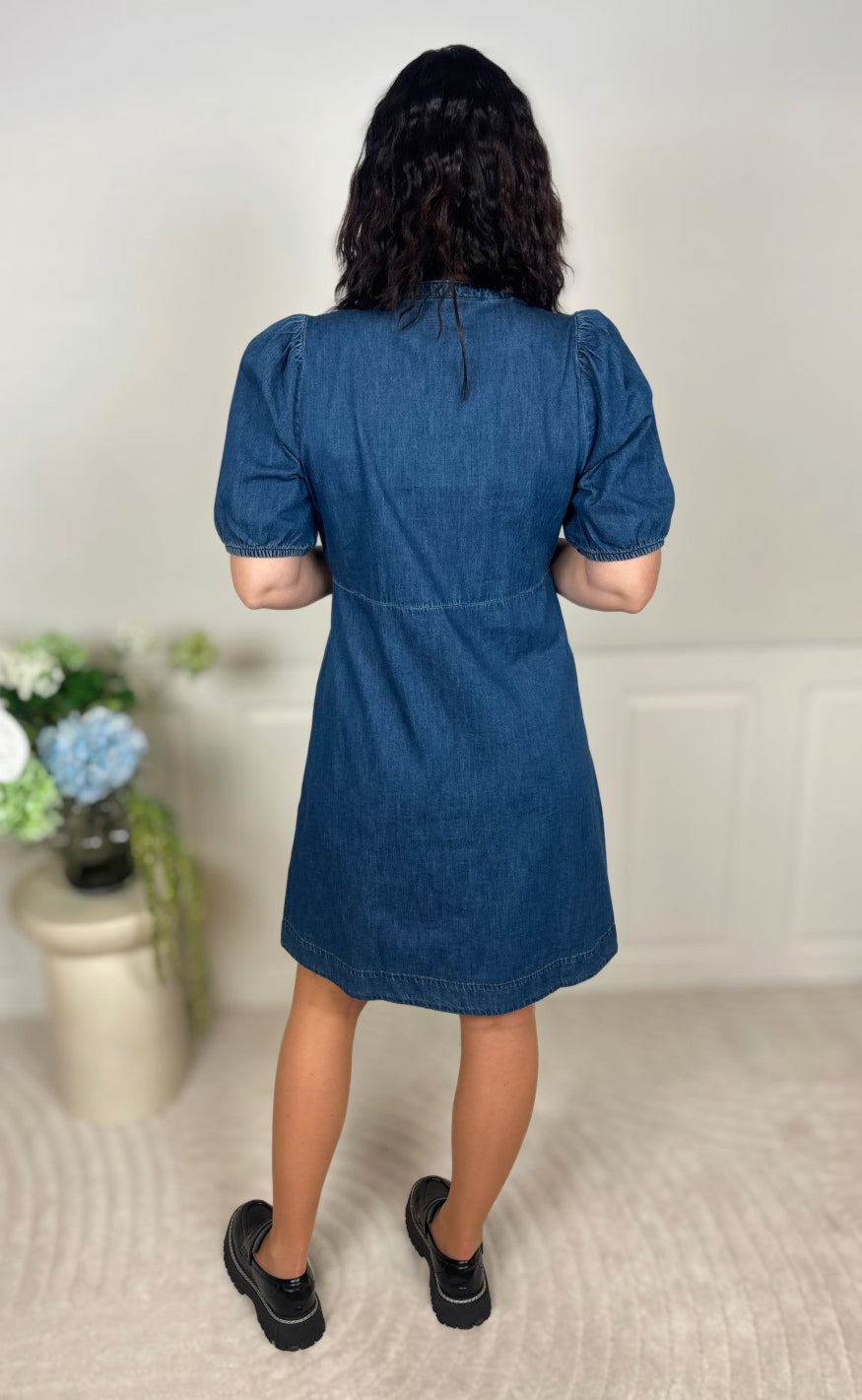 Culture Kjole - Berteline Arpa SS - Dark Blue Wash