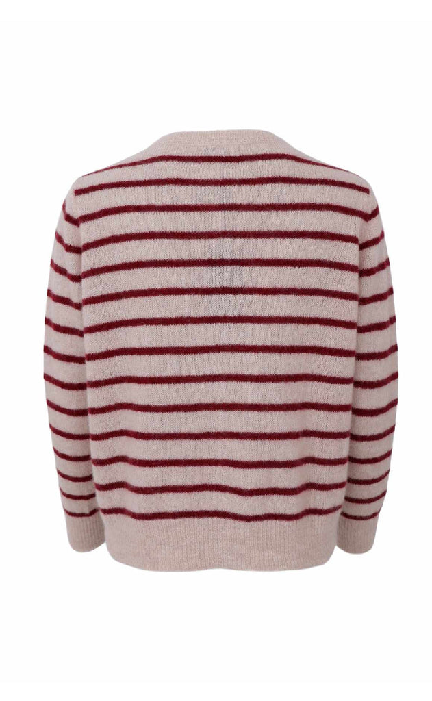 Black Colour Cardigan - Dell Striped - Wine