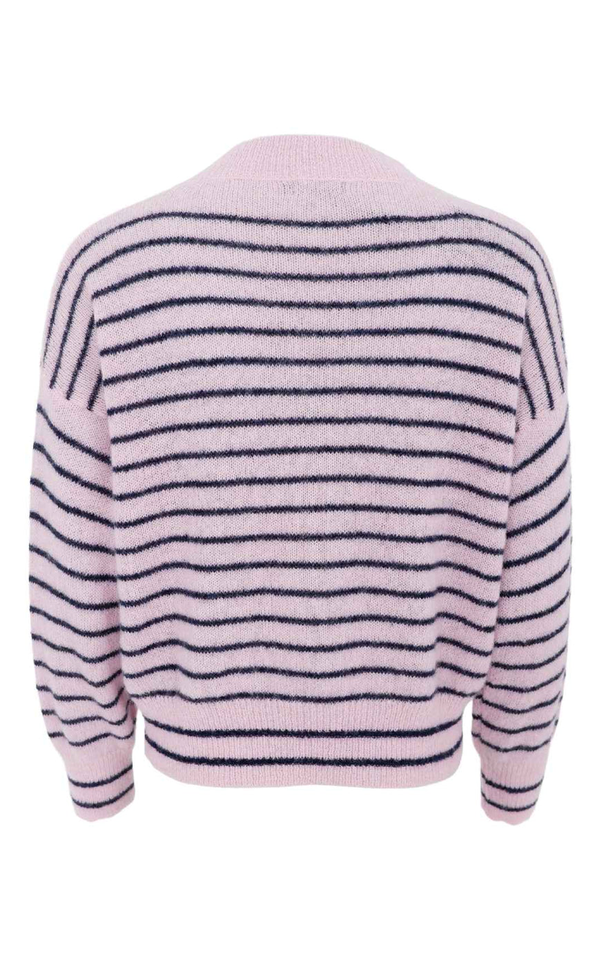 Black Colour Genser - Dell Striped - Rose