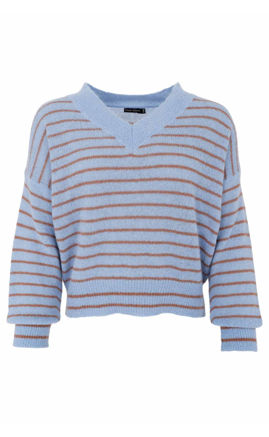 Black Colour Genser - Dell Striped - Lt. Blue