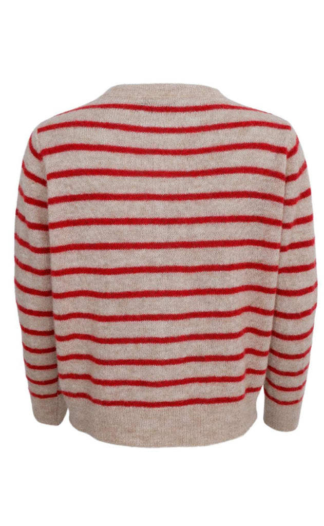 Black Colour Cardigan - Dell Striped - Red