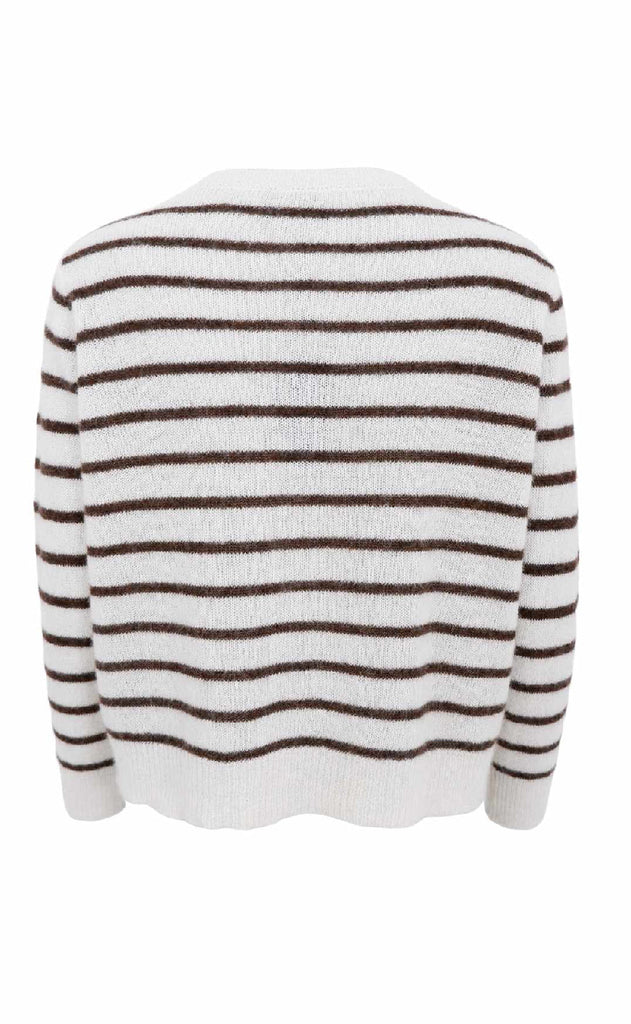 Black Colour Cardigan - Dell - Off White