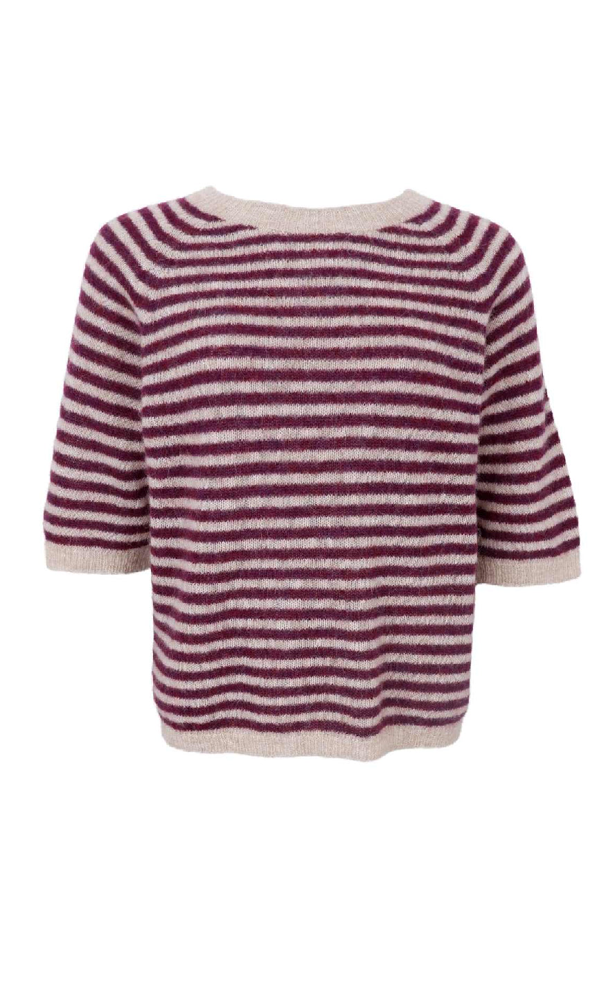 Black Colour Genser - Dell Striped - Plum