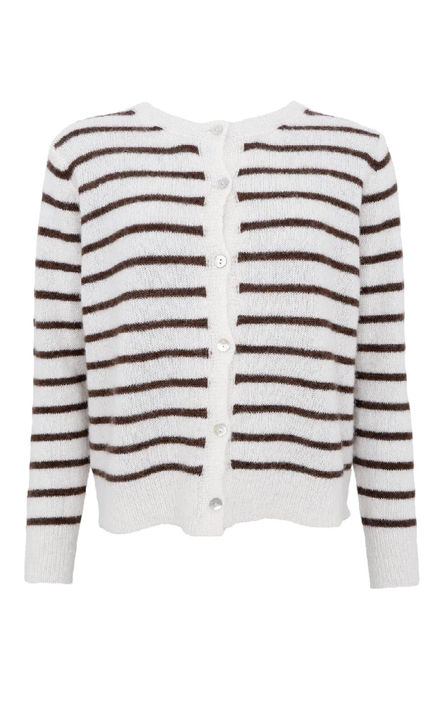 Black Colour Cardigan - Dell - Off White