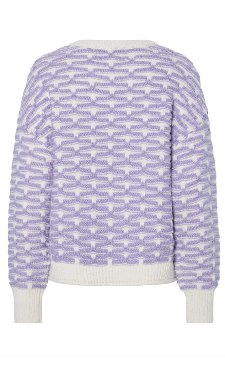 Pieces Genser - Diana - Cloud Dancer/Lavender