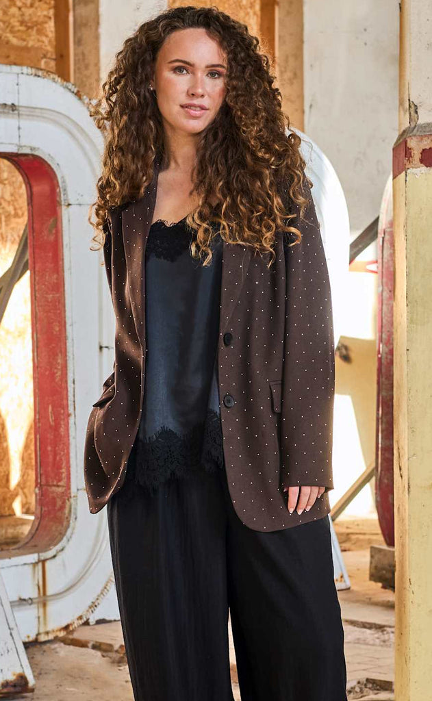 Black Colour Blazer - Diamond - Coffee