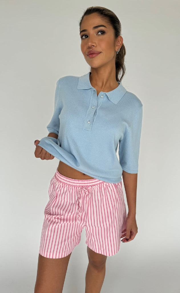 Continue Bluse - Diane Polo - Light Blue