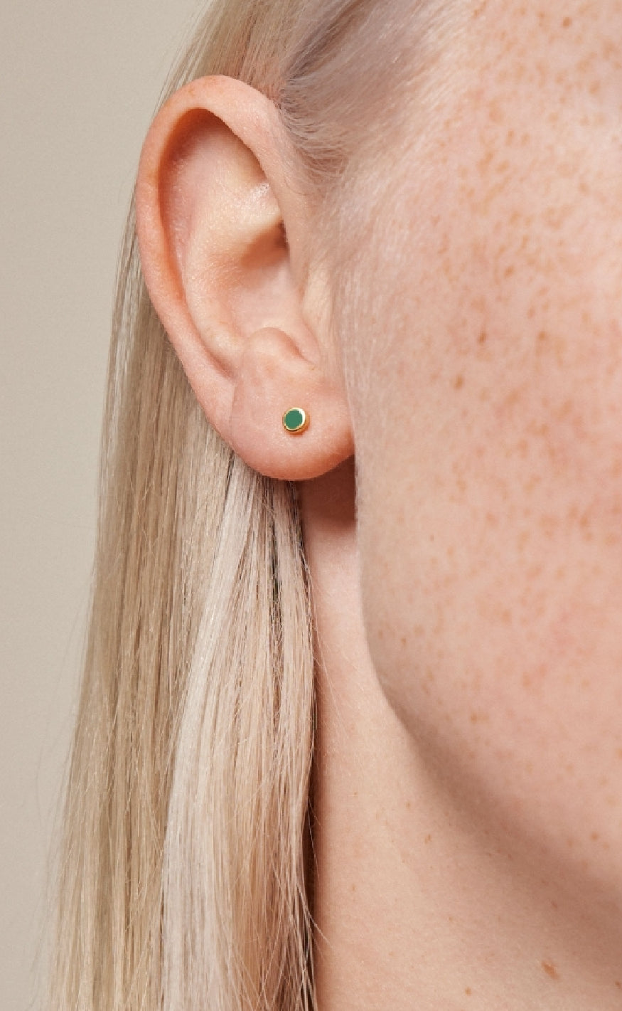 Enamel Copenhagen Øreringer - Stud Enamel Dot - Petrol Green