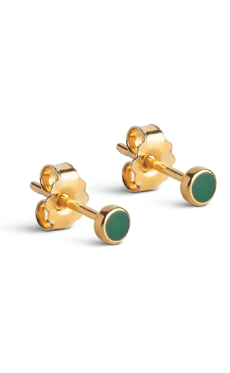 Enamel Copenhagen Øreringer - Stud Enamel Dot - Petrol Green