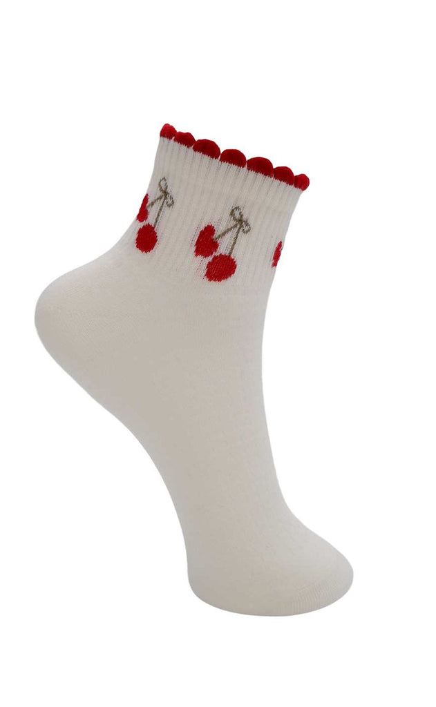 Black Clour Strømper - Drue Cherry - Off White