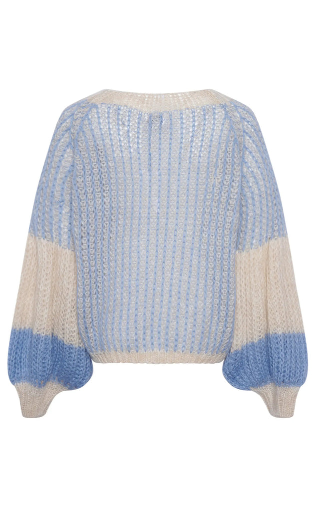 Noella Sweater - Liana - Dusty Blue/Cream